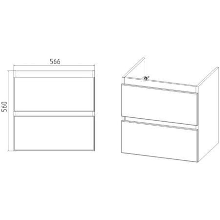 Viant Viant "Malta" 2 boxes, suspended, 430x560x560 mm, with COMO 60 sink-3