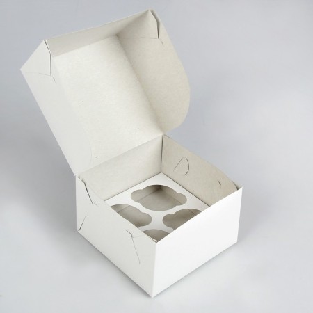 Packaging for cupcakes for 4 pcs, without a window, white 16 x 16 x 10 cm-1