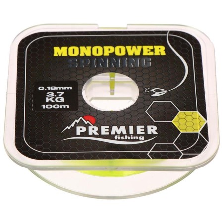 Premier Fishing Monopower Spinning Lines, diameter 0.18 mm, test 3.7 kg, 100 m, fluorescent yellow