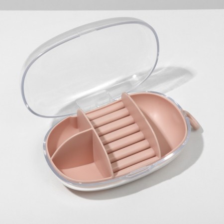 Steam for jewelry "Portable box" 3 cells, 7 stripes, 15 × 8 × 5 cm, pink color-1