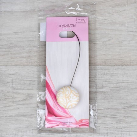 Picking for curtains "Circle", d = 4 cm, beige/white color-2