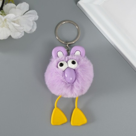 Fluffy on the ring "Bright -eyed raven" Lilac 9.5x6x6 cm-1