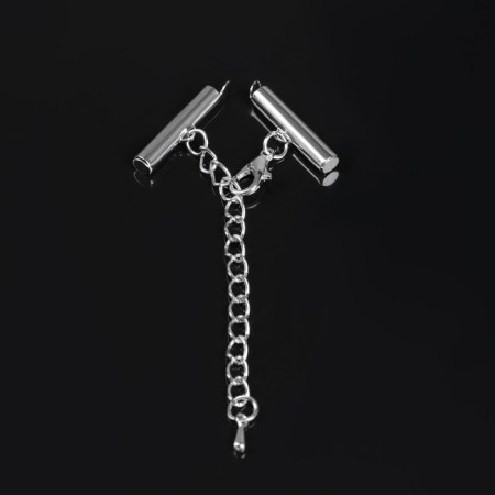 Counter for a bead bracelet (pair) 20mm, with a chain extension cord, silver color-1