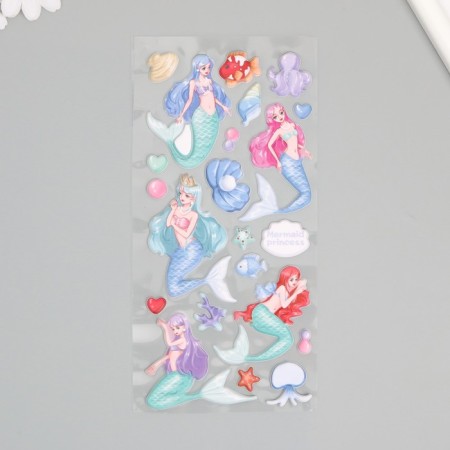 Plastic sticker soft "mermaids" mix 24x10 cm-2