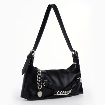 Women's bag with chains, 28*12*6 cm, black color-2