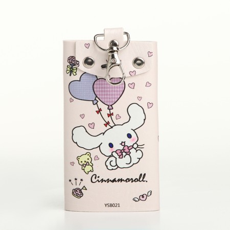 Key of buttons, 11 cm, 7 carabiners, pink color-1