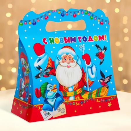 New Year. Gift box New Year's handbag "Telegram" with animation 25.5 x 11 x 20 cm.