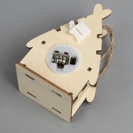 Christmas tree toy "House with Santa", from batteries, glow warm white-2