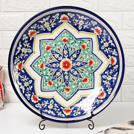 Largan Rishtan ceramics "Patterns", 42 cm, Blue Mix-1