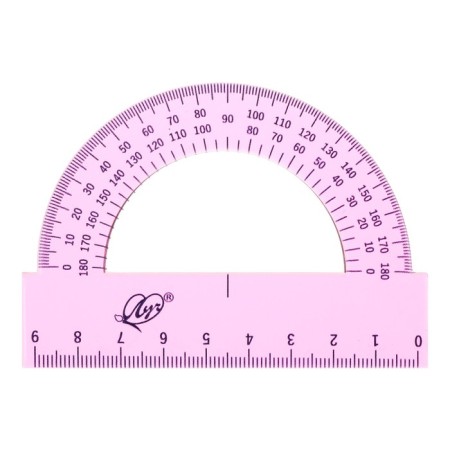 Drawing set 4 objects (ruler 15 cm, square 30 °/ 60 °, 10 cm; square 45 °/ 45 °, 8 cm; transporter 180 °, 9 cm), transparent pink-3