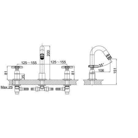 D&K Hessen Goethe DA1384141 sink mixer, two -wound, built -in, chrome-1