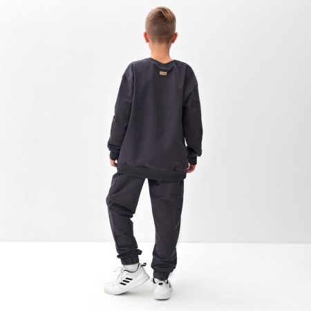 Costume (sweatshirt and trousers) children's minku, graphite color, height 128 cm-4