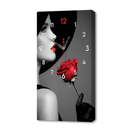 Carty clock wall-mounted interior "Girl with a red rose", silent, 35 x 60 cm