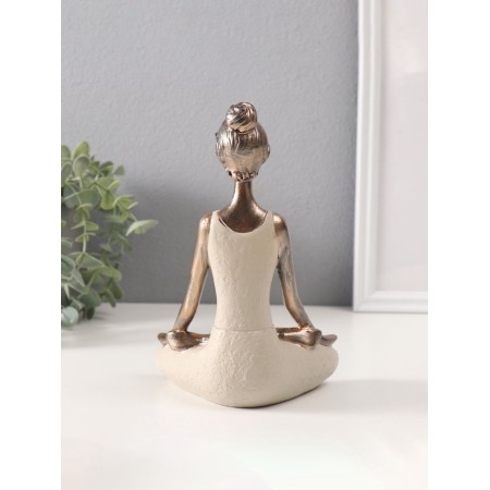 Souvenir Polystone "Girl on Yoga - Breath" under bronze 8x13x19 cm-2