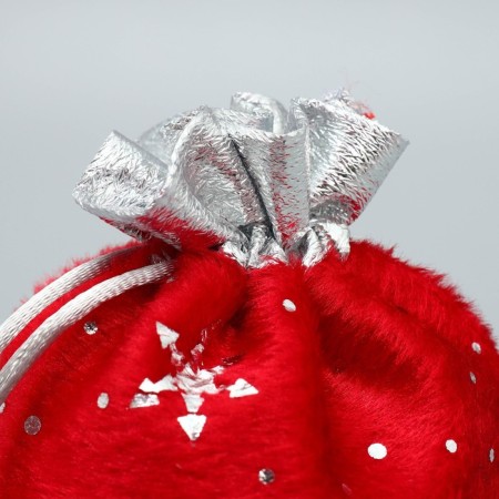 Bag gift plush "Miracle", snowzhik, embossing, 10 x 12 cm +/- 1.5 cm, New Year-2