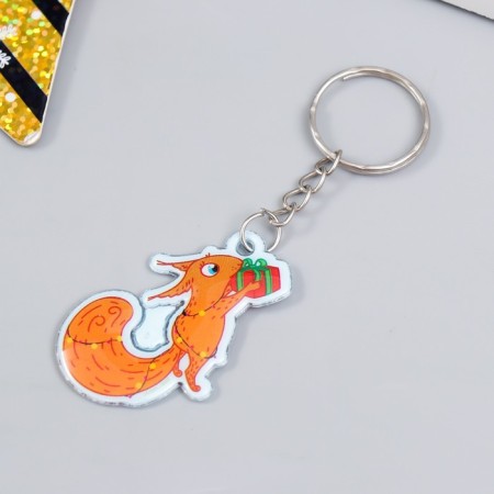PVC keychain "Squirrel with a gift" soft 3x4 cm-1