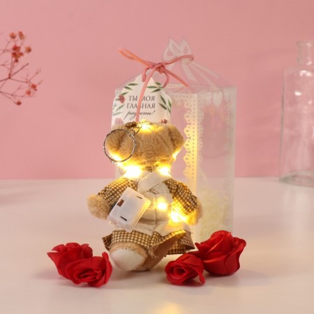 Set gift "Bear in the dress" soap red roses 5 pcs, dew 7x7x12 cm-2