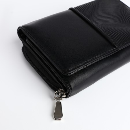 Women's wallet on the button, black color-3
