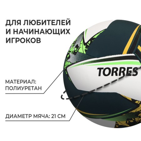 Volleyball ball Torres Save, PU, ​​hybrid stitch, 12 panels, p. 5-1
