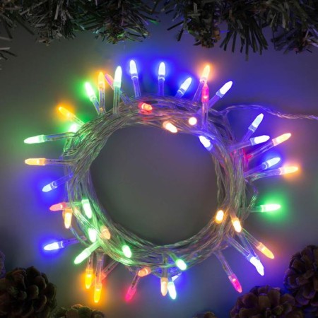 Garland “thread” 5 m with nozzles “needle”, IP20, transparent thread, 50 LED, glow of multi, 8 modes, 220 V