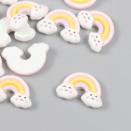 Decor for creativity Plastic "Rainbow in Funny Clouds" 2.6x1.7 cm