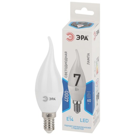 LED LED era Standard “Candle in the Wind”, 7 W, E14, 560 lm, 4000k, glow of white