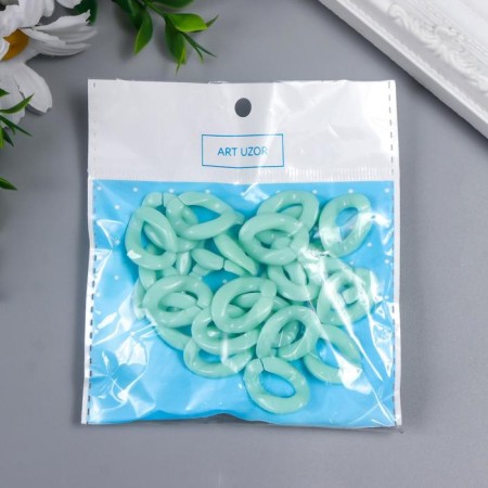 Decor for creativity Plastic "Ring for the chain" pastel green set 25 pcs 2.3x1.65 cm-3