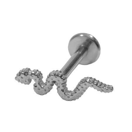 Piercing in the ear (Helix) "Snake", l = 1 cm, color silver-1