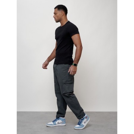 Cargo jeans men, size 54, dark gray color-4