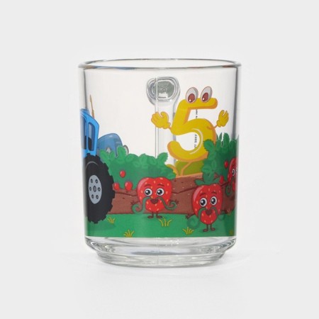 Mug "Blue Tractor. Numbers ", 250 ml, d = 7.2 cm, h = 9 cm, glass-1