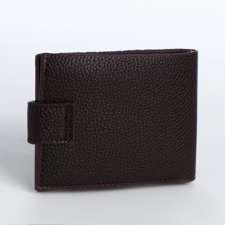 Men's purse on the button, a department for cards, coins, brown color-2