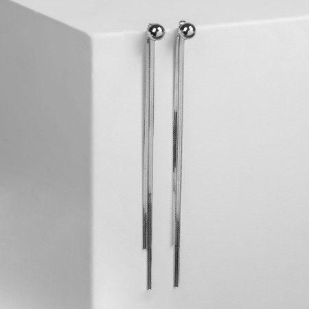 Earrings hanging "grace" flat threads, silver color, 15 cm-2