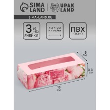 Box with a shell for 3 sweets, with the window 