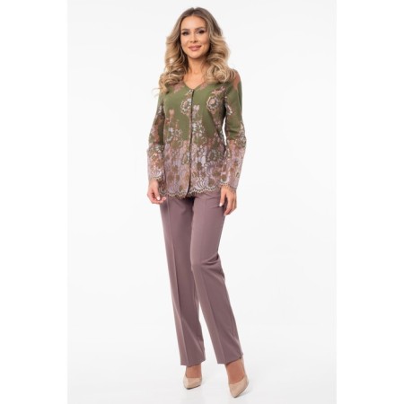 Female blouse, size 42, beige color, green-11