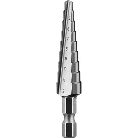 Drill step "bison" 29670-4-12-9_z01, 4-12 mm, 9 steps, hexagonal shank
