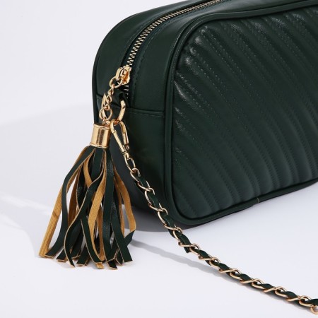 Bag Cross-Bodi with a zipper, green color-3