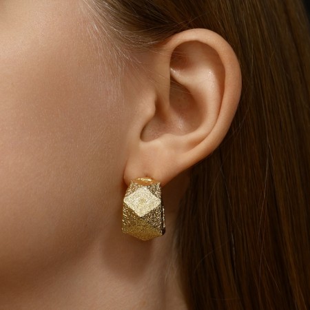 Earrings Metal "Geometry" volume, color gold-3