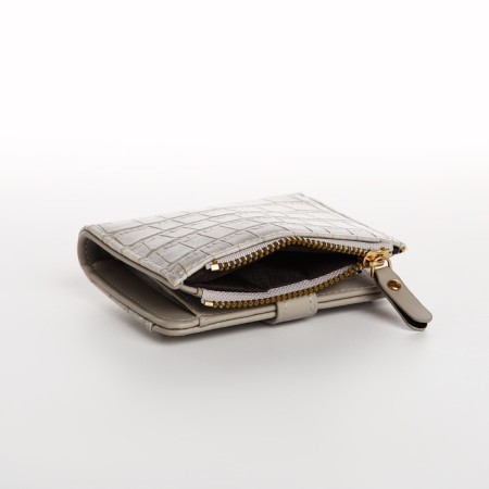 Women's wallet on the button, beige-gray color-6