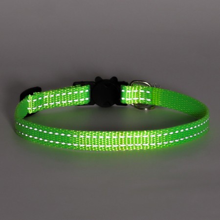 Fitty-cutting collar, with a silver bell, 19-32 x 1 cm, green-7