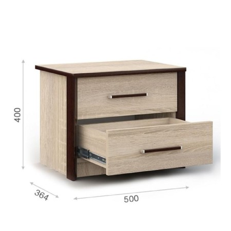 Ashley bedside table, 500 × 364 × 400 mm, color of the wenge / oak sonom-1