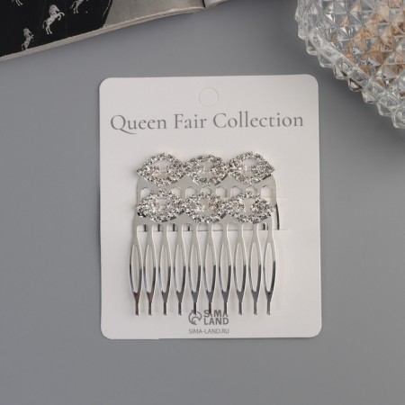 Hair crest "Medea", set 2 pcs., Loops, 5 × 4 cm, silver-3