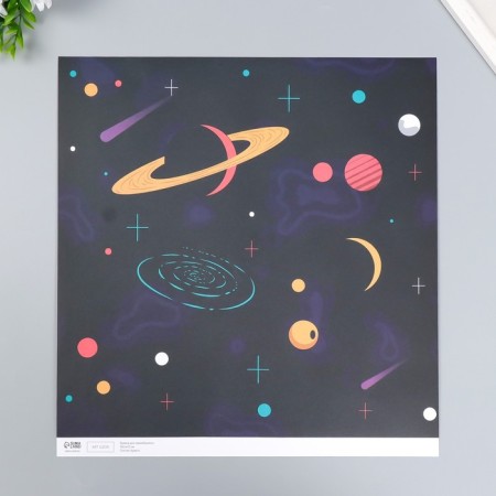 Scrapbooking paper bilateral "Cosmos" density 180 g 30.5x32 cm-2