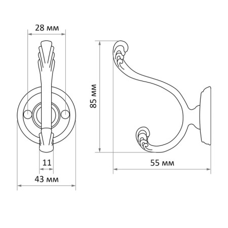 Hook furniture tundra TKD013, two -rod, copper-4