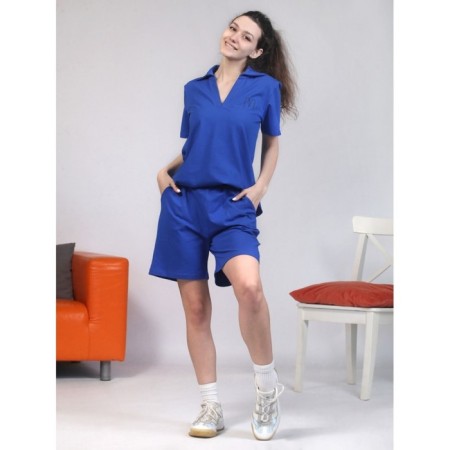 Women's suit with shorts, size 46, cornflower color