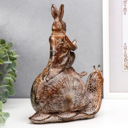 Polystone souvenir "Rabbit with a book on a snail" 20x17x8 cm-2