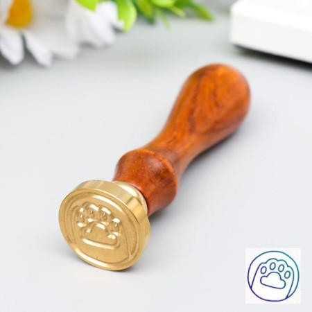 Printing for wax with a wooden handle "Paw" 9x2.5x2.5 cm
