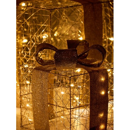 Figure Light "Golden Cubes", 25x20x15 cm, 90 LED, AAX8 batteries (not in set), glow warm white-2