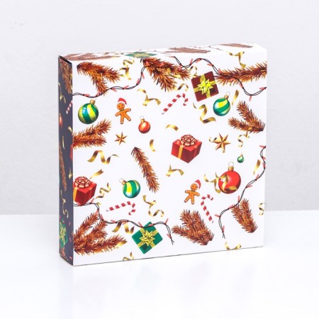 Box for sweets 16 pcs, 17.7 x 17.7 x 3.8 cm "Happy holiday!"-6