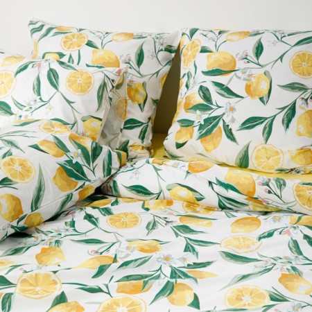 Bed linen 2pas Night is delicate lemon 175x215cm, 180x215cm, 70x70cm 2pcs, Poplin 110g HL100%-2