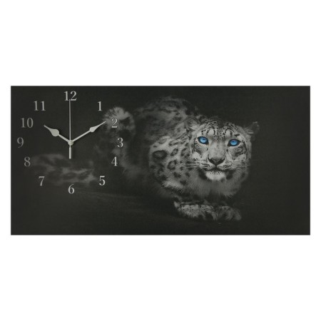 Carty clock is wall-mounted, on canvas, interior, silent "leopard", 40 x 76 cm